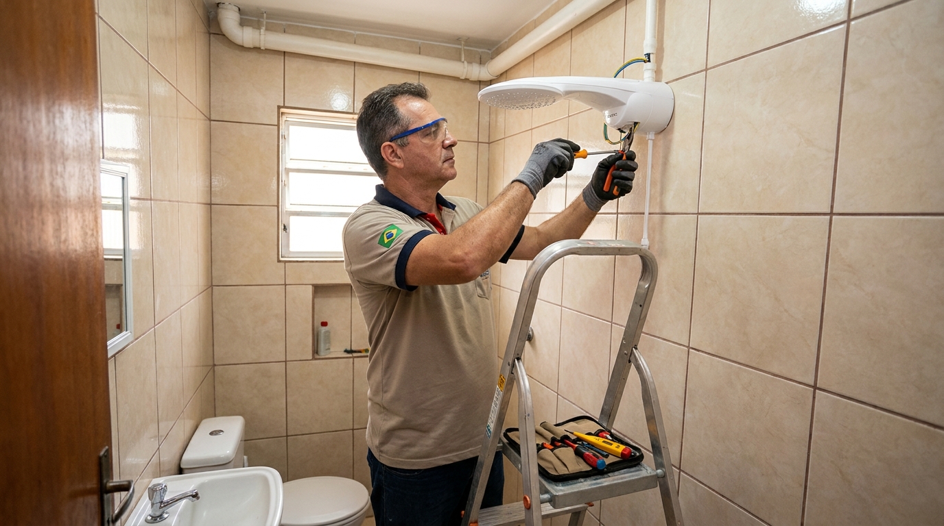 Substituição de Chuveiro Antigo na Efapi, Chapecó‑SC